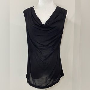 James Perse Woven Crowl Neck Tank in Black